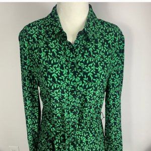 Zara Leaf Print Collard Shirt Dress